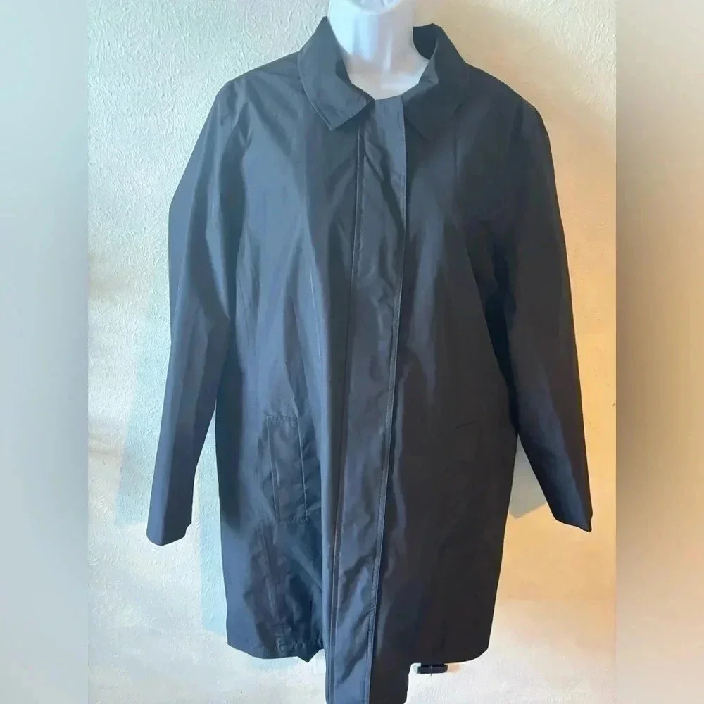 Lands' End Black Trench Coat - Picture 7 of 11